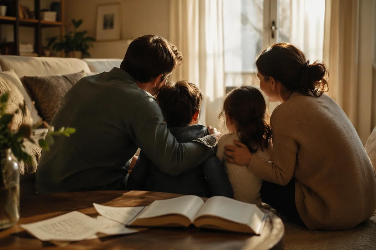 Happy Family Moment in Cozy Living Room