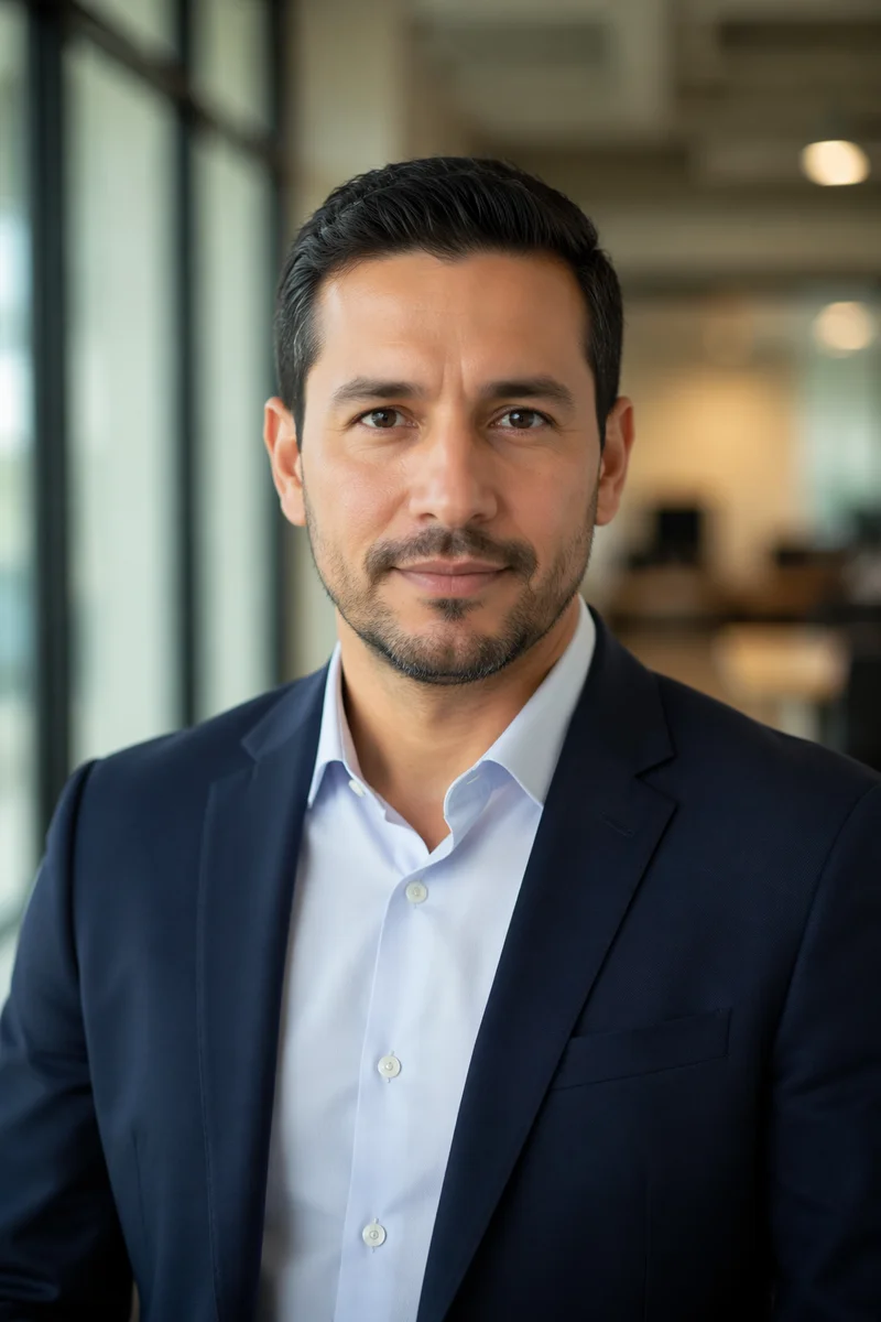 Confident Hispanic Businessman Professional Headshot
