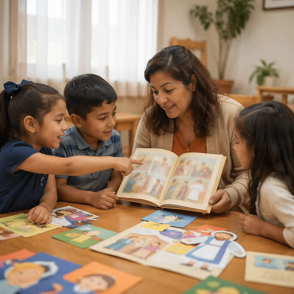 Hispanic Children Listening to Sunday School Story