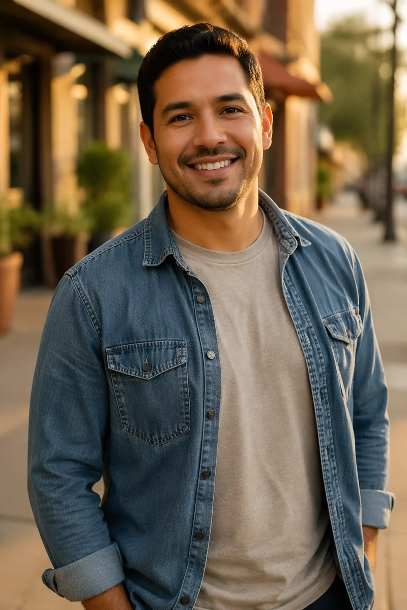 Friendly Latino Man on Urban Street
