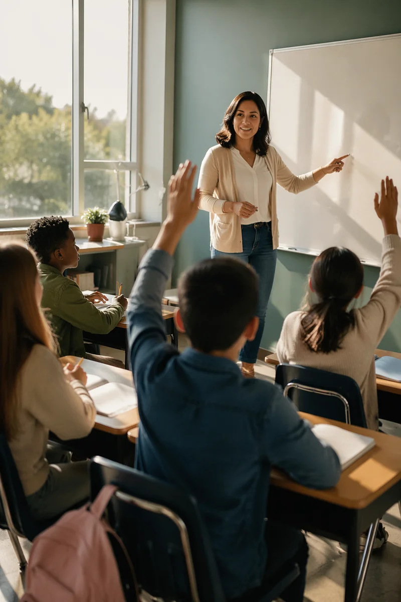 Teacher Leading Engaged Classroom Discussion