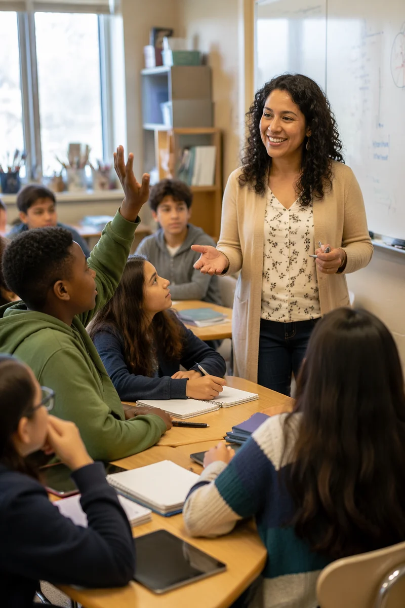 Teacher Leading Engaged Classroom Discussion