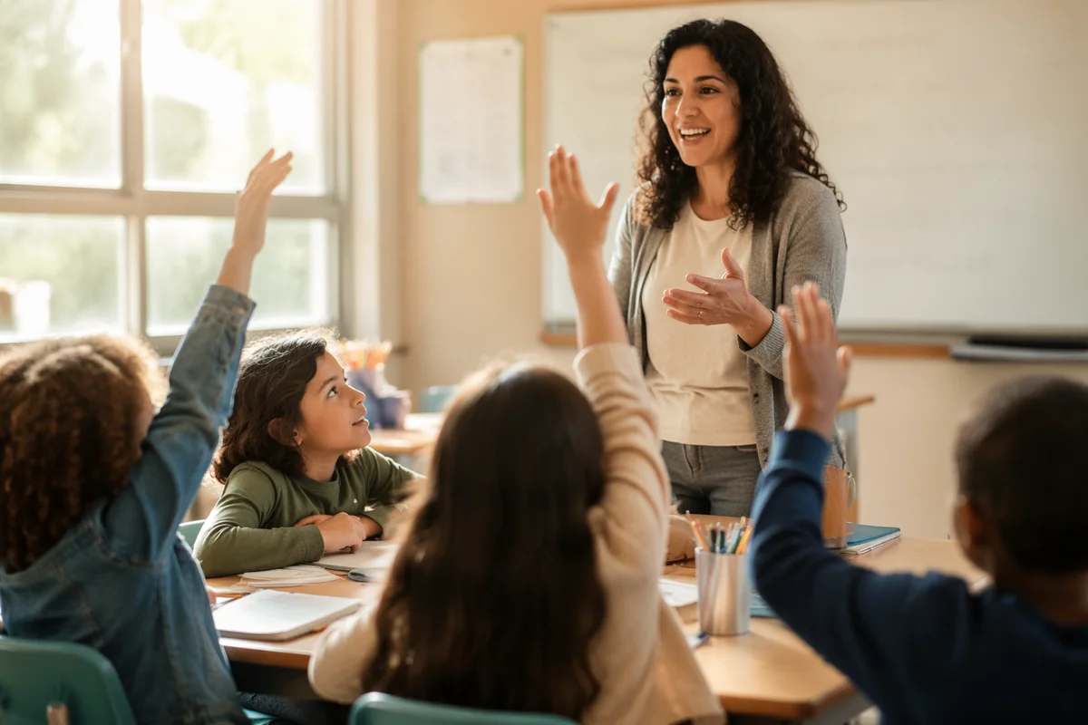 Teacher Leading Engaged Classroom Discussion