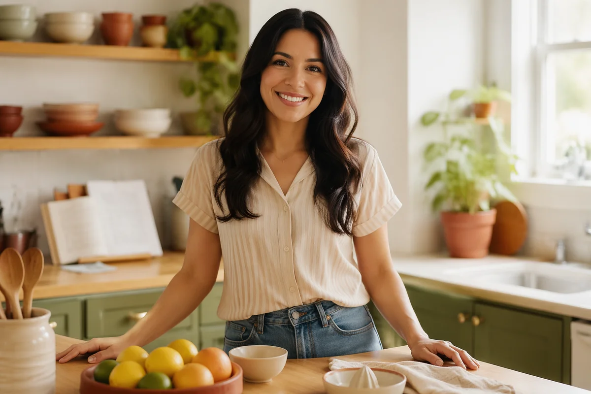 Smiling Hispanic Woman in Home Kitchen