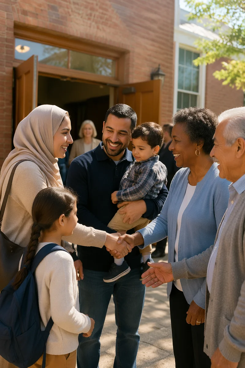 Family Welcomed Outside Neighborhood Church