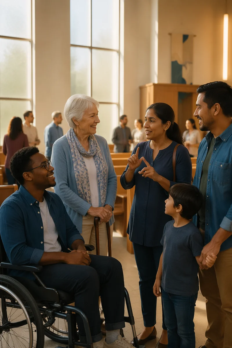 Inclusive Chapel Gathering With Diverse Worshippers