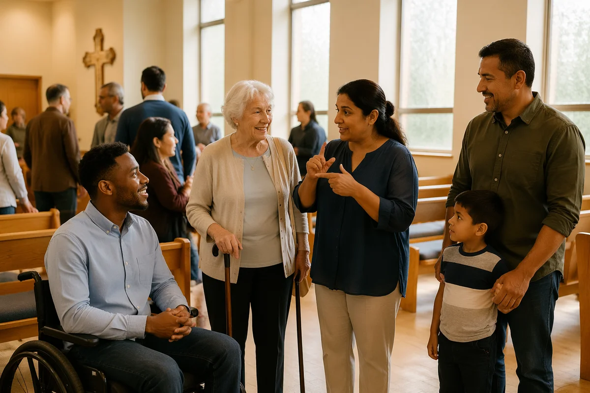 Diverse Congregation in Bright Modern Chapel