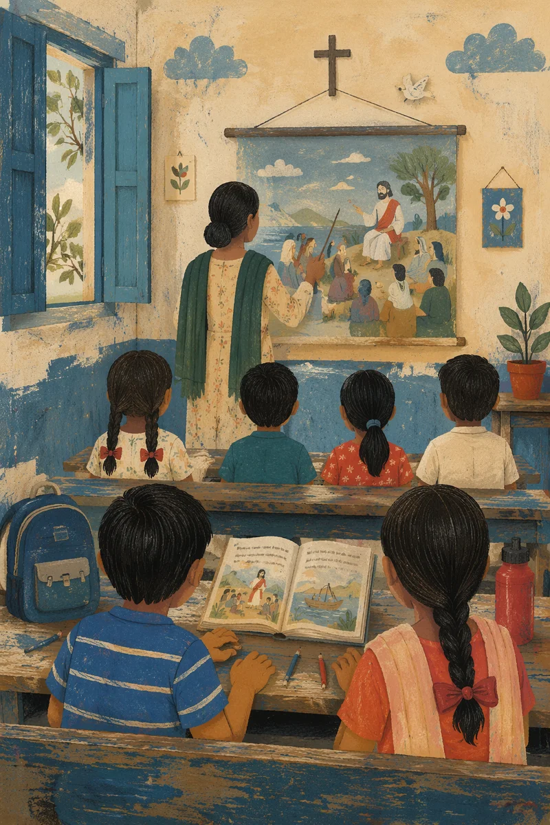 Indian Children in Sunday School Classroom
