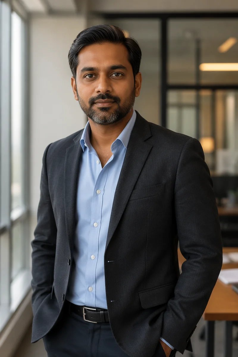 Confident Indian Professional in Modern Office