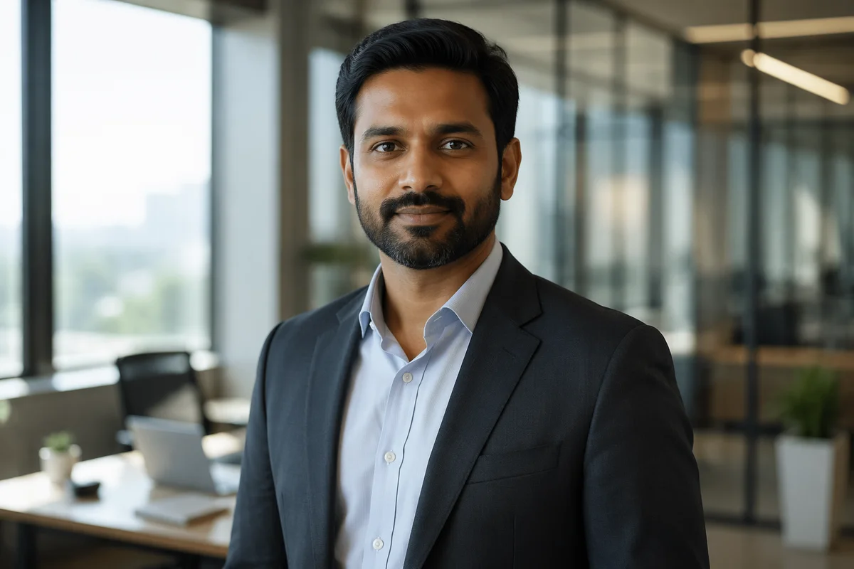 Confident Indian Professional in Modern Office