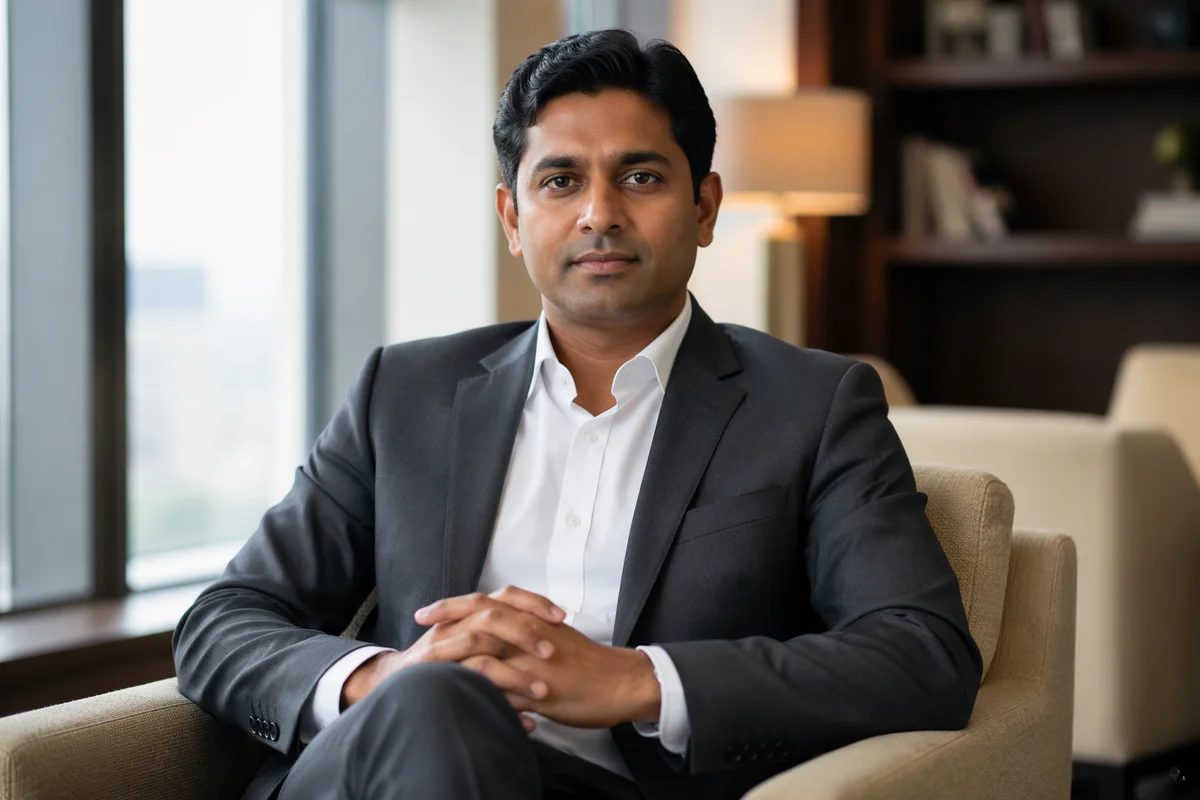 Confident Indian Professional in Modern Office