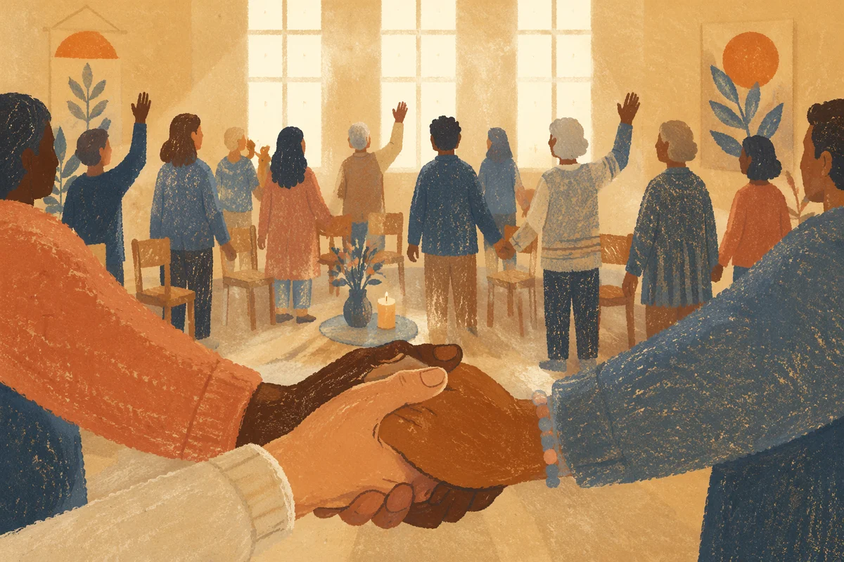 Diverse People Holding Hands in Prayer