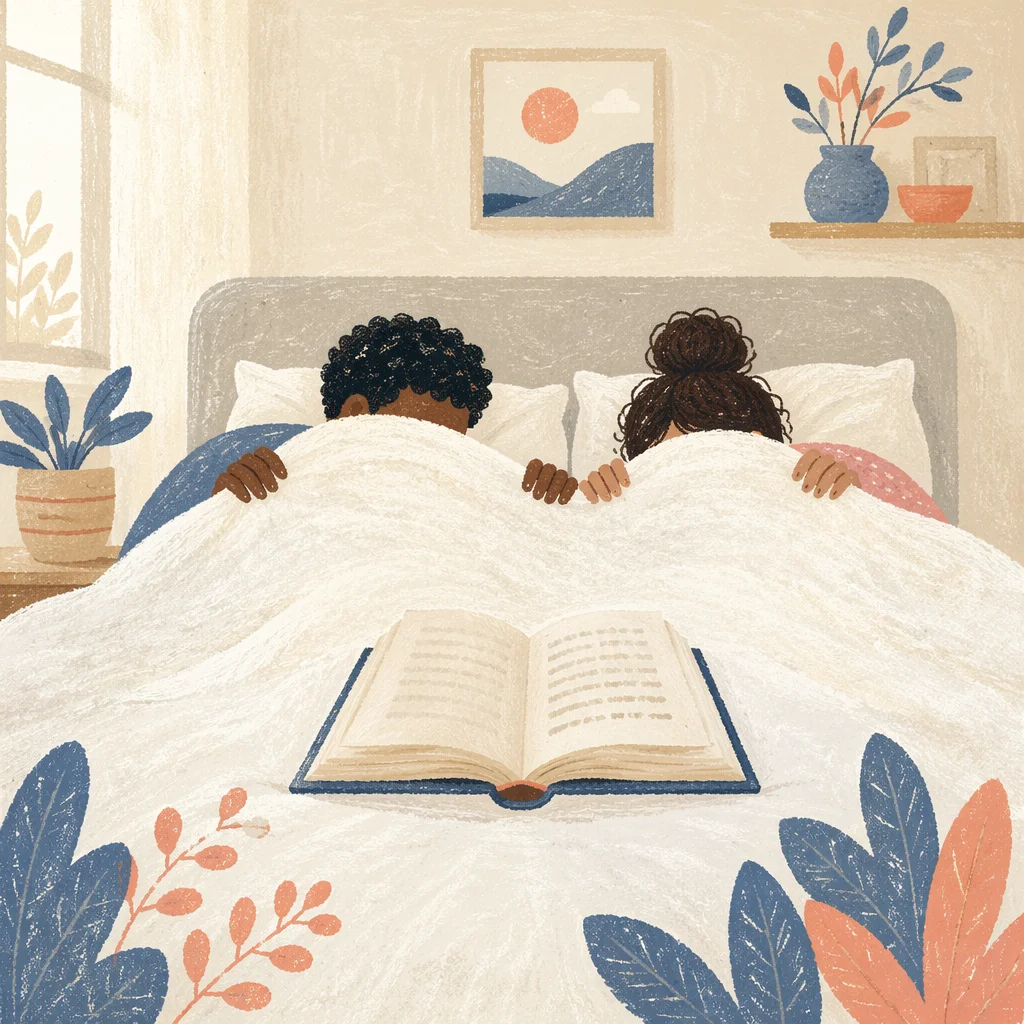 Peaceful Interracial Couple Morning Bible Study