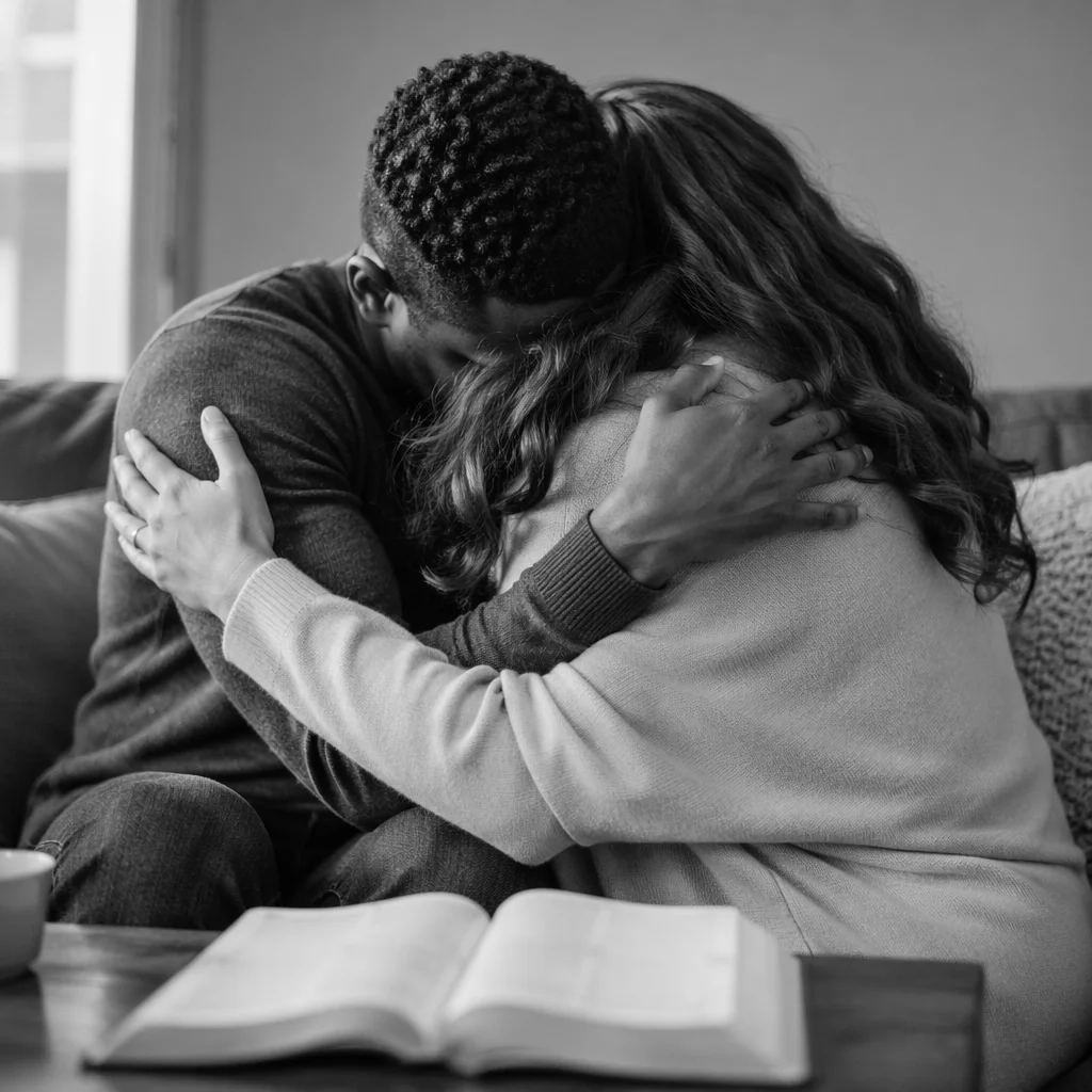 Intimate Interracial Couple Home Bible Study