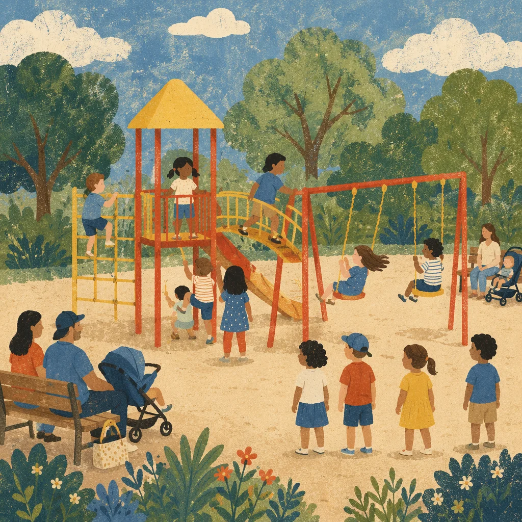 Children Playing on a Cheerful School Playground