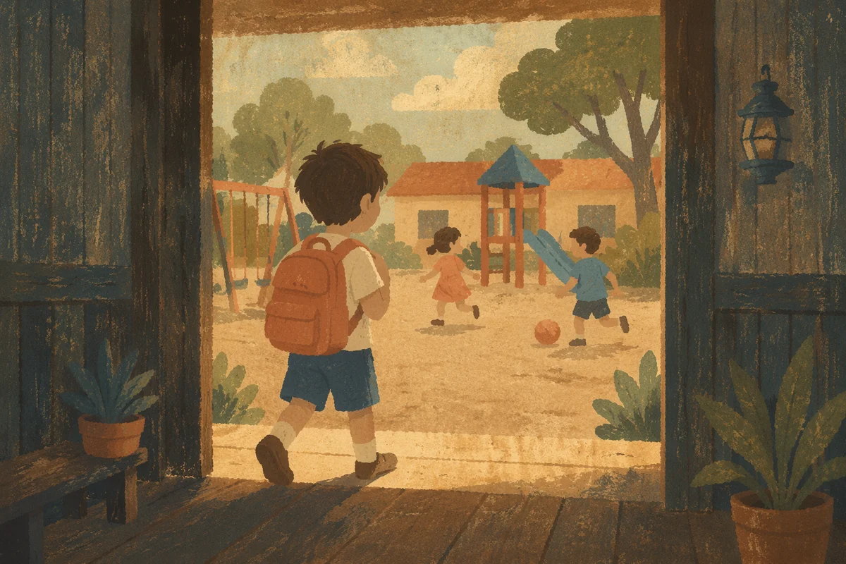 Children Playing in Warm School Playground