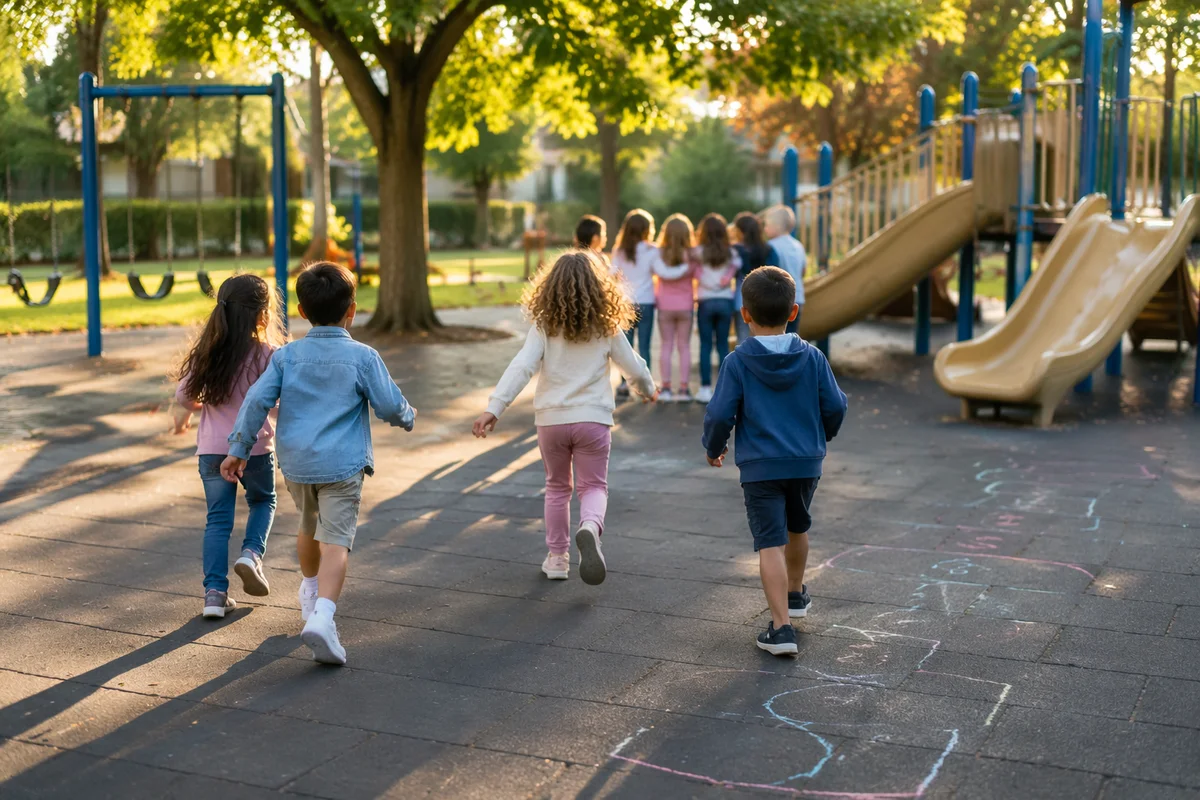 Children Playing Together on School Playground