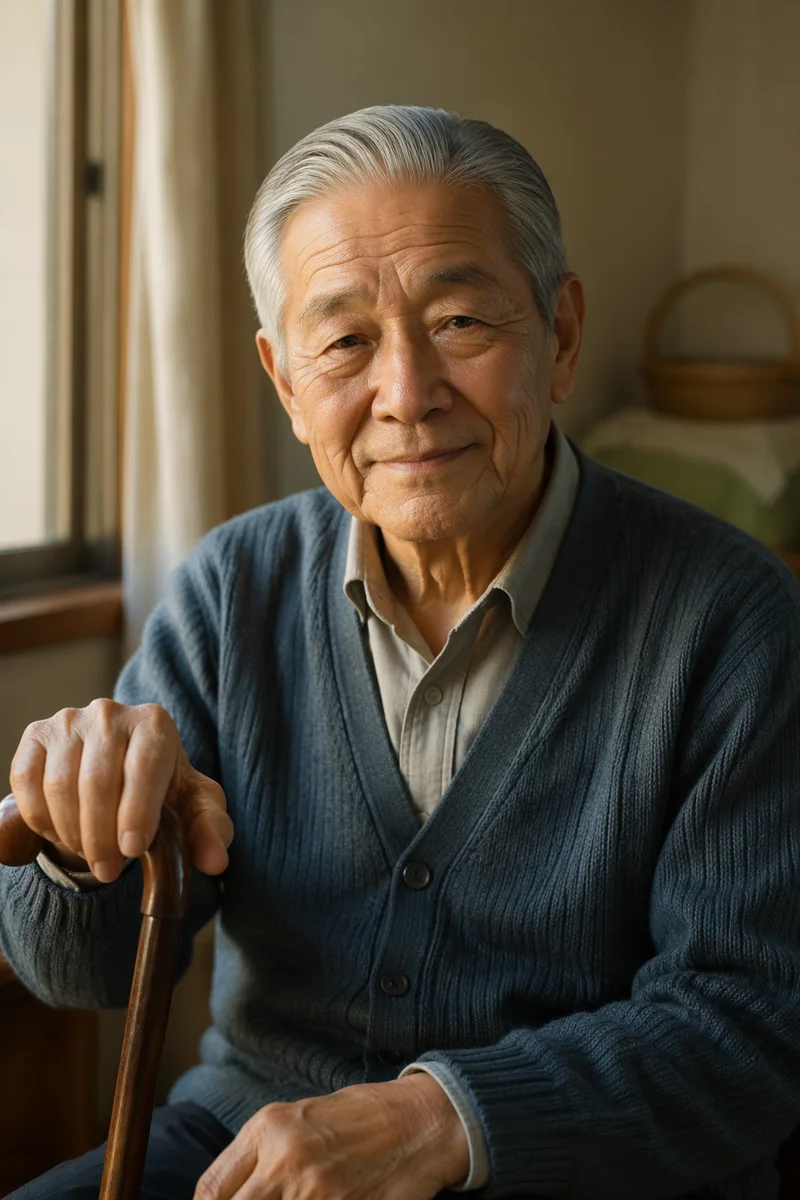 Elderly Korean Man by Sunlit Window