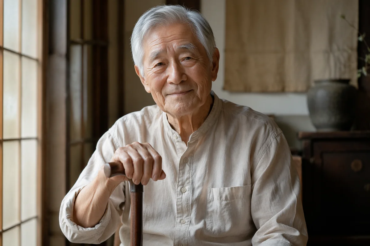 Elderly Korean Man by Sunlit Window