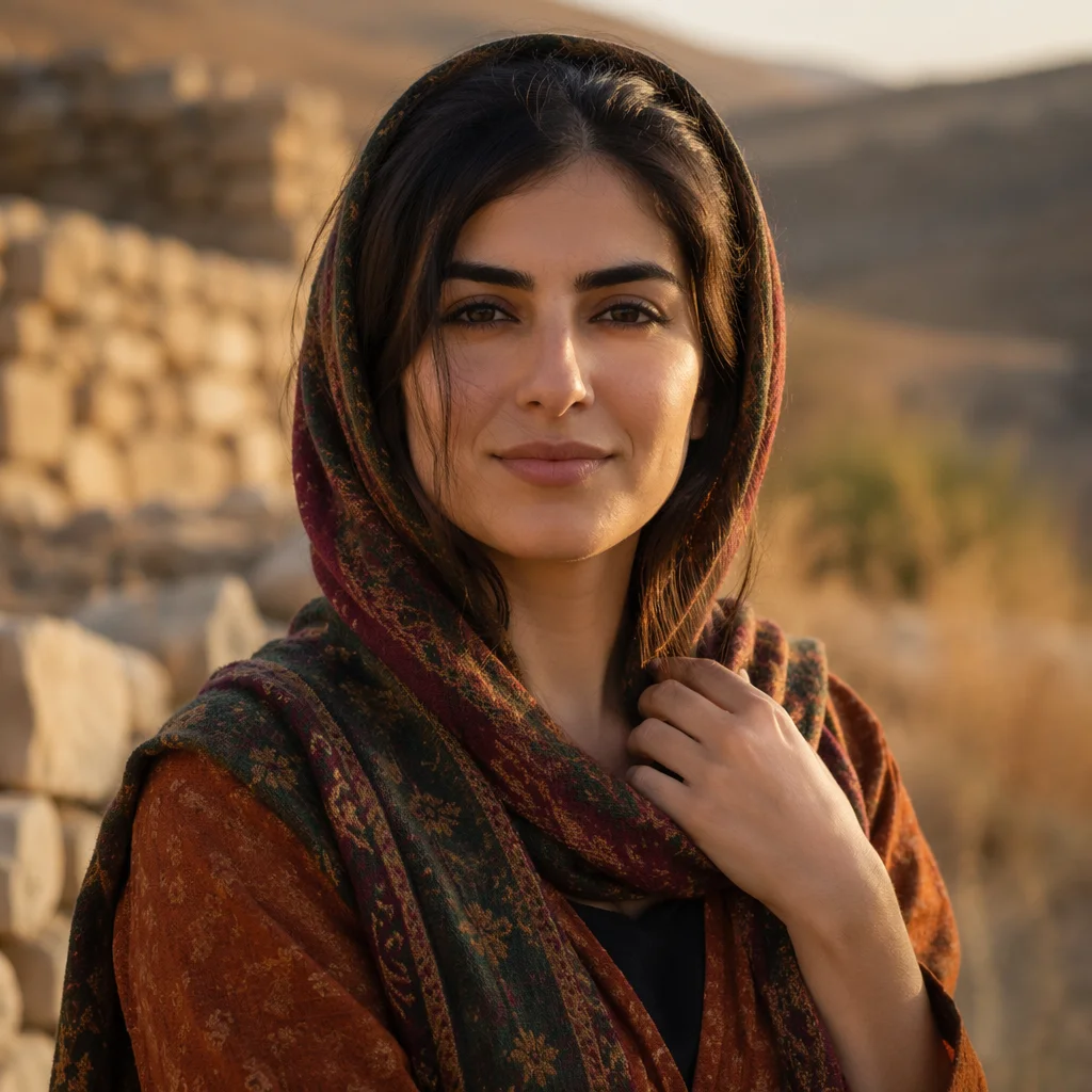 Kurdish Woman Portrait on Hillside