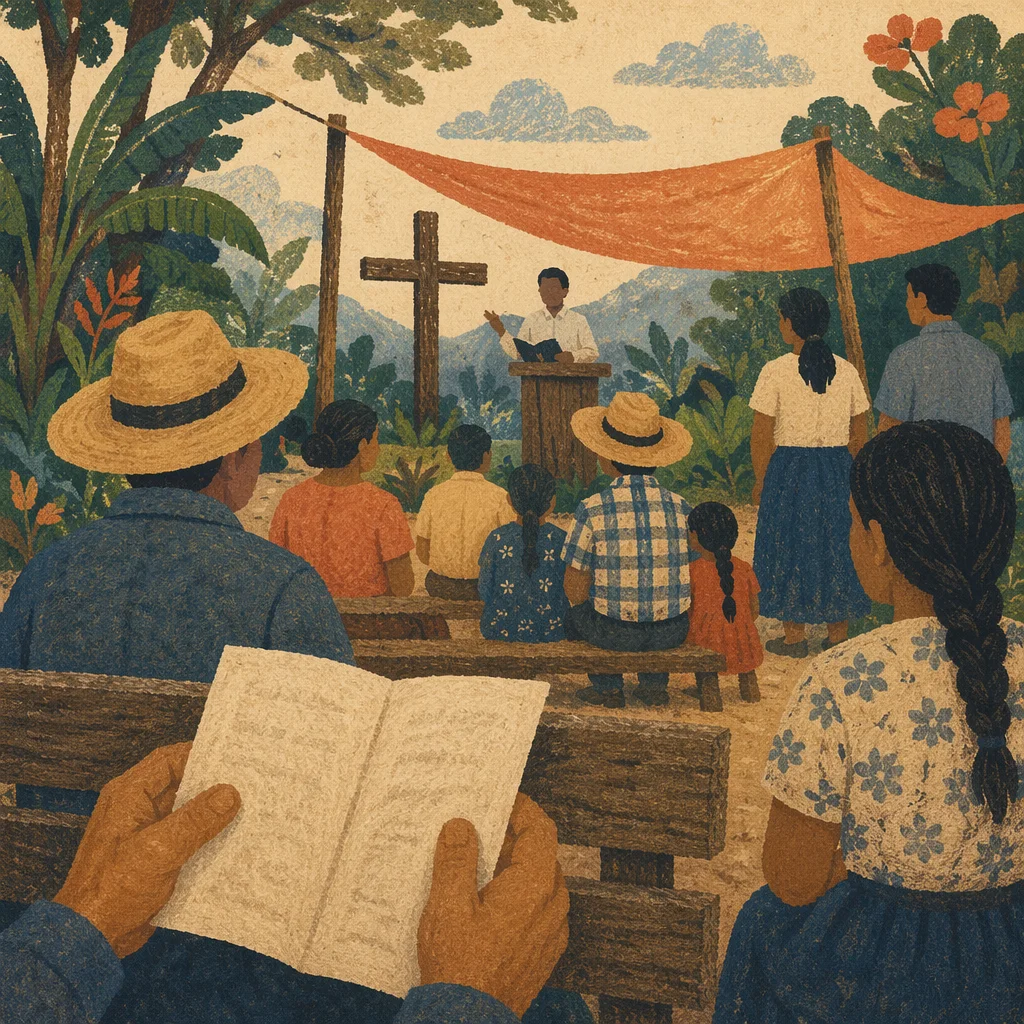 Rural Latin American Outdoor Church Gathering
