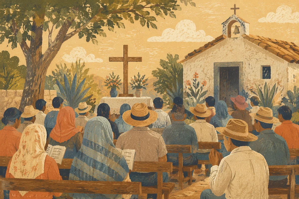 Rural Latin American Outdoor Church Gathering