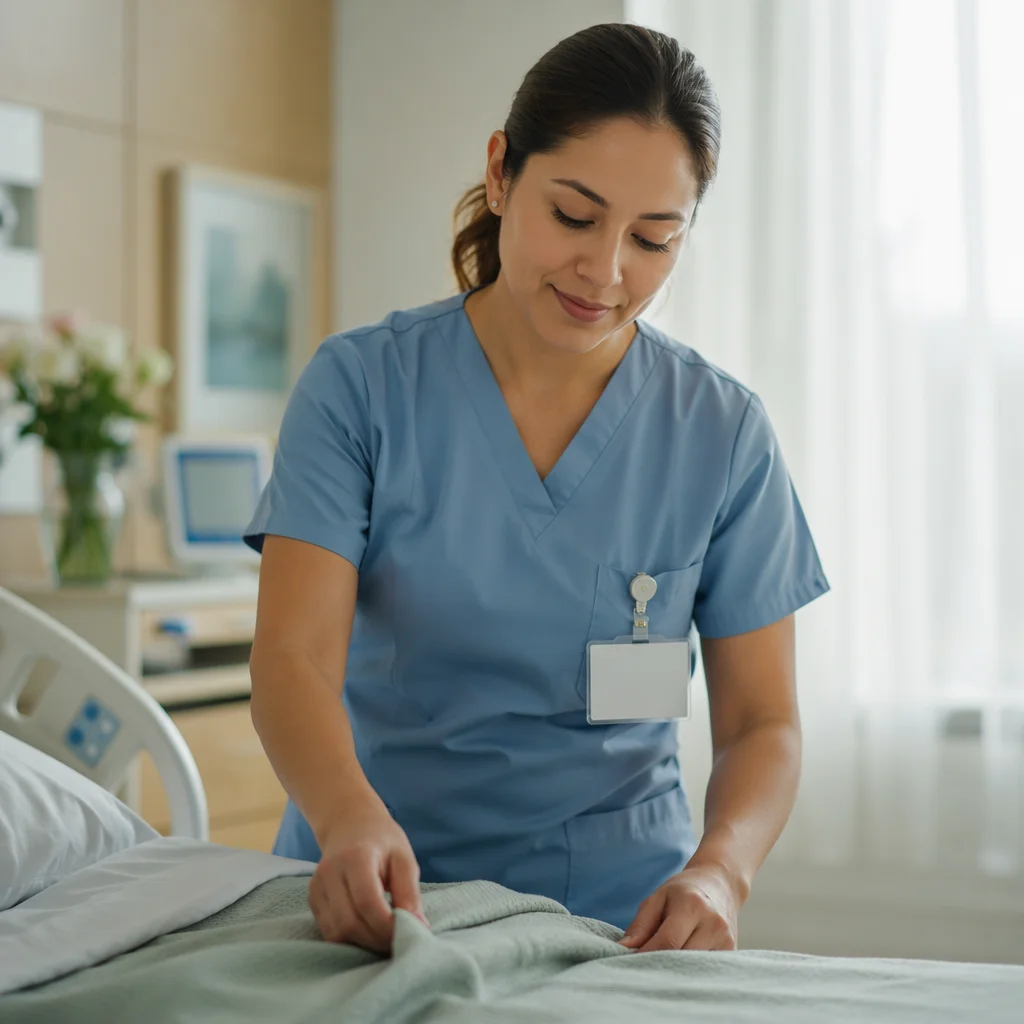 Compassionate Nurse Beside Hospital Bed