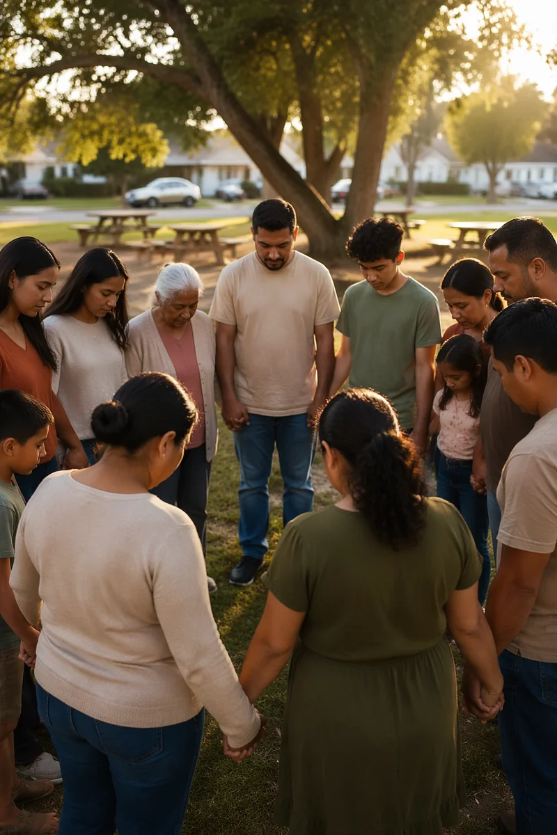 Latino Community Prayer Circle in Park