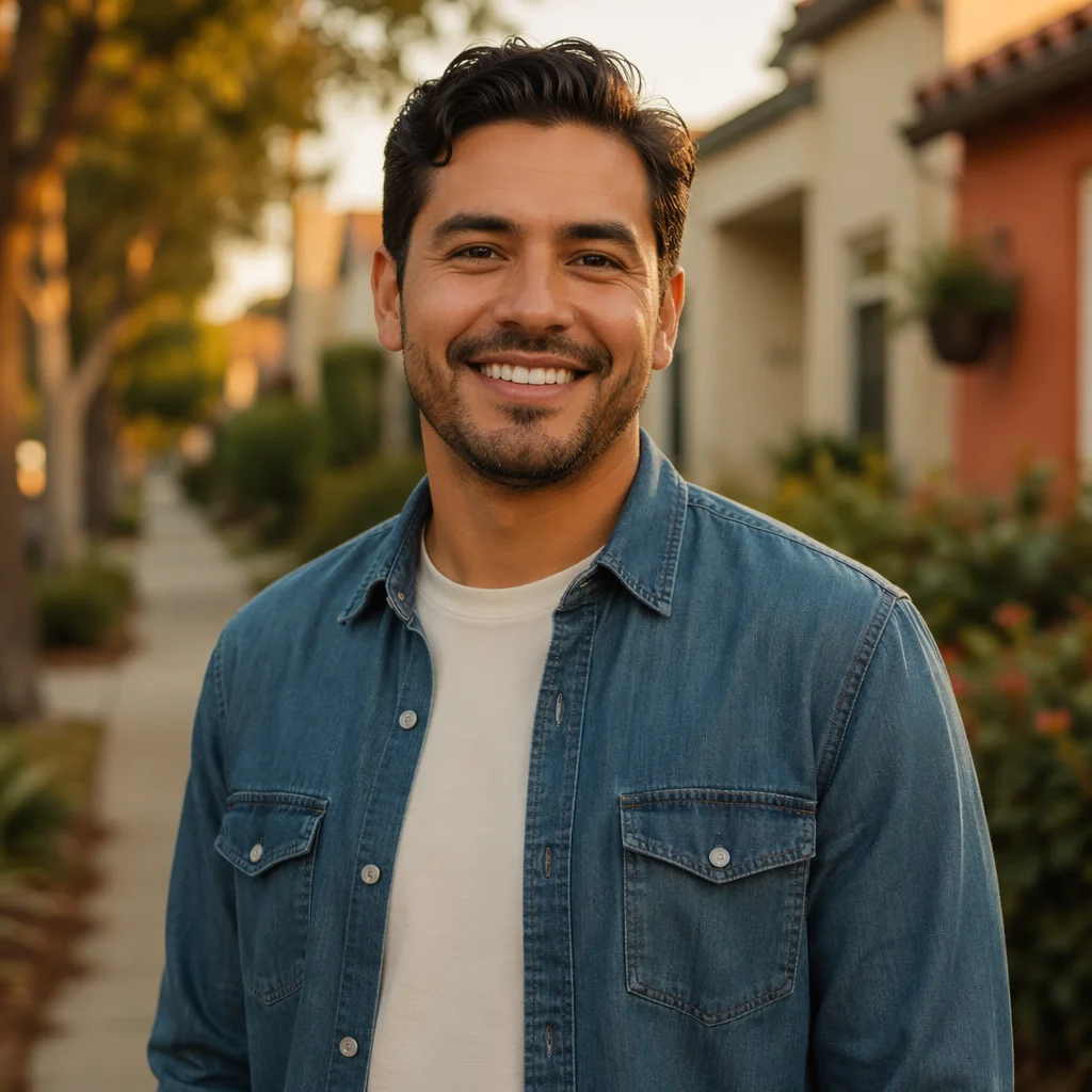 Friendly Latino Man in Neighborhood Portrait