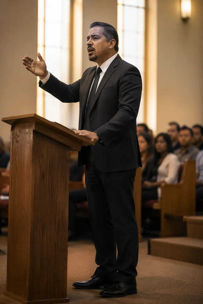 Pastor Preaching in Contemporary Church Sanctuary