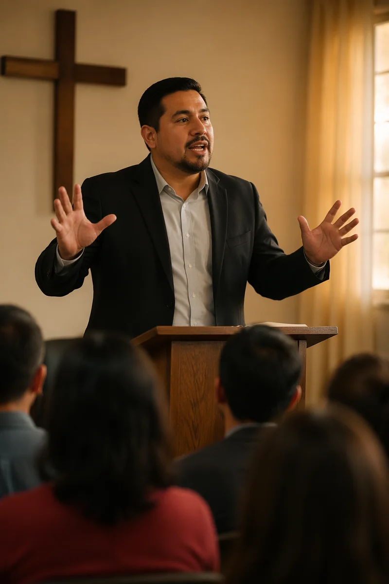 Pastor Preaching in Contemporary Church Sanctuary