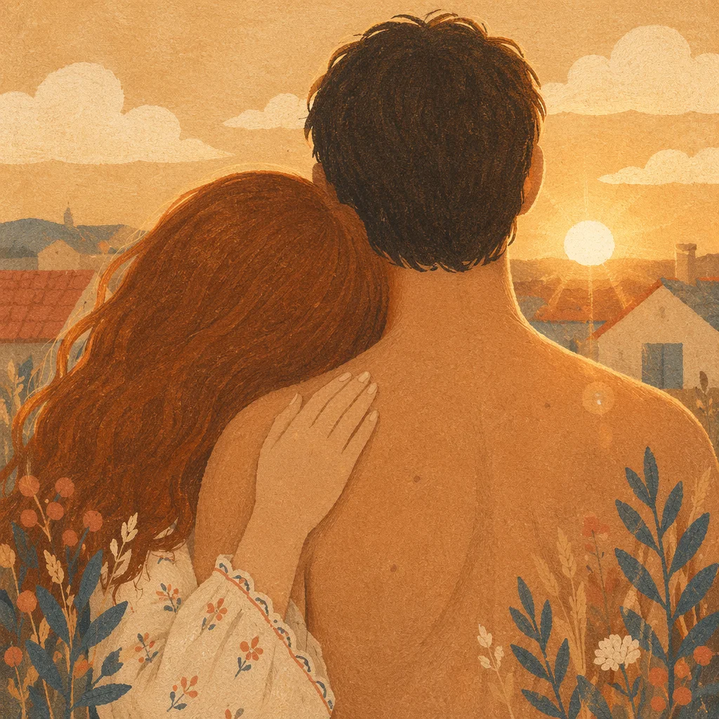 Warm Romantic Couple Embrace at Sunset