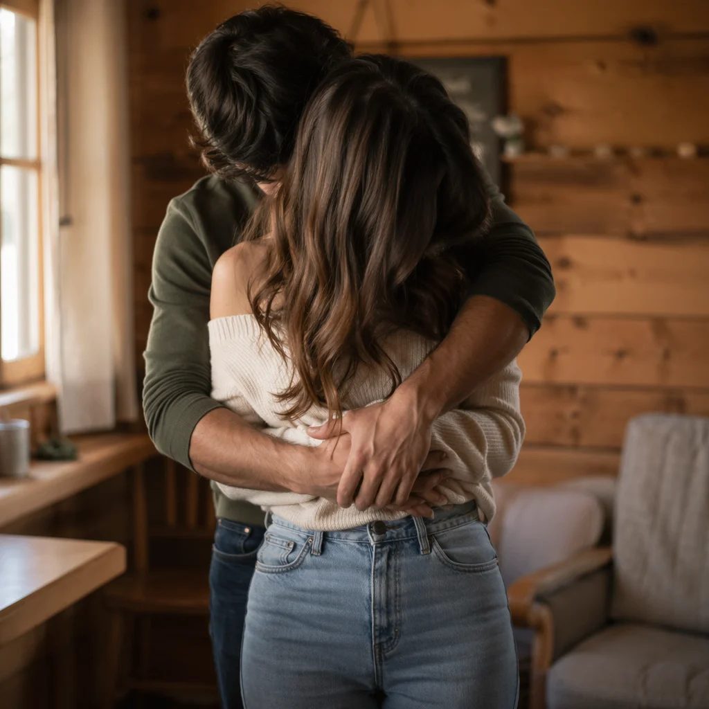 Warm Embrace in Rustic Cabin
