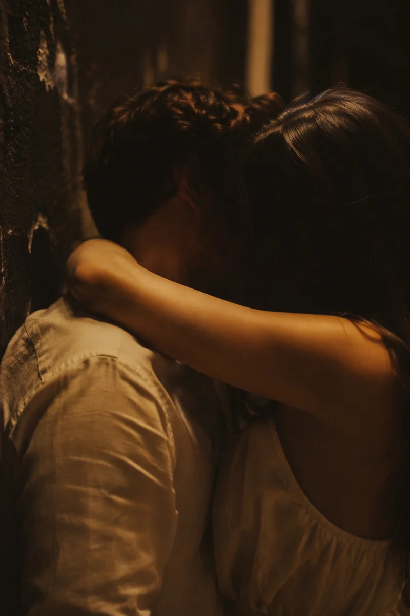 Warm Romantic Embrace in Soft Shadow
