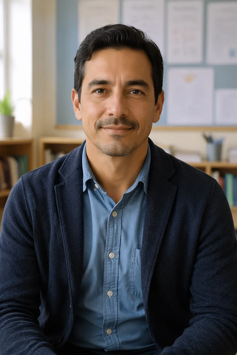 Patient Male Teacher Classroom Headshot Portrait