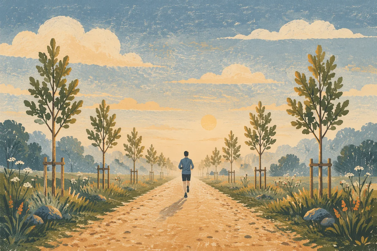 Morning Jogger on Tree Lined Path