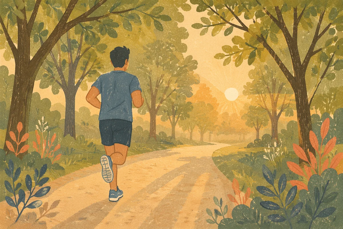 Morning Jogger on Tree Lined Path