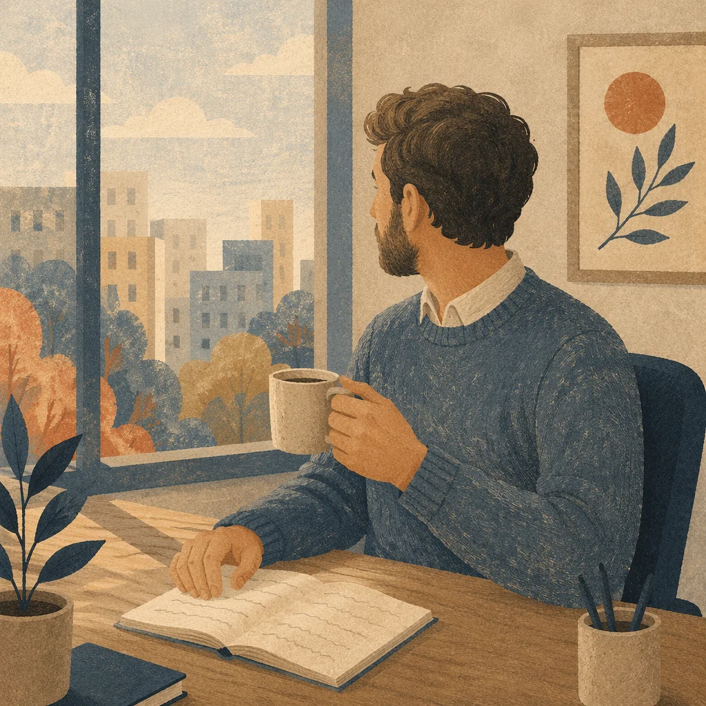 Thoughtful Professional Man by Office Window