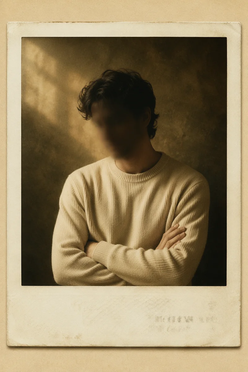 Vintage Casual Male Portrait with Soft Shadow