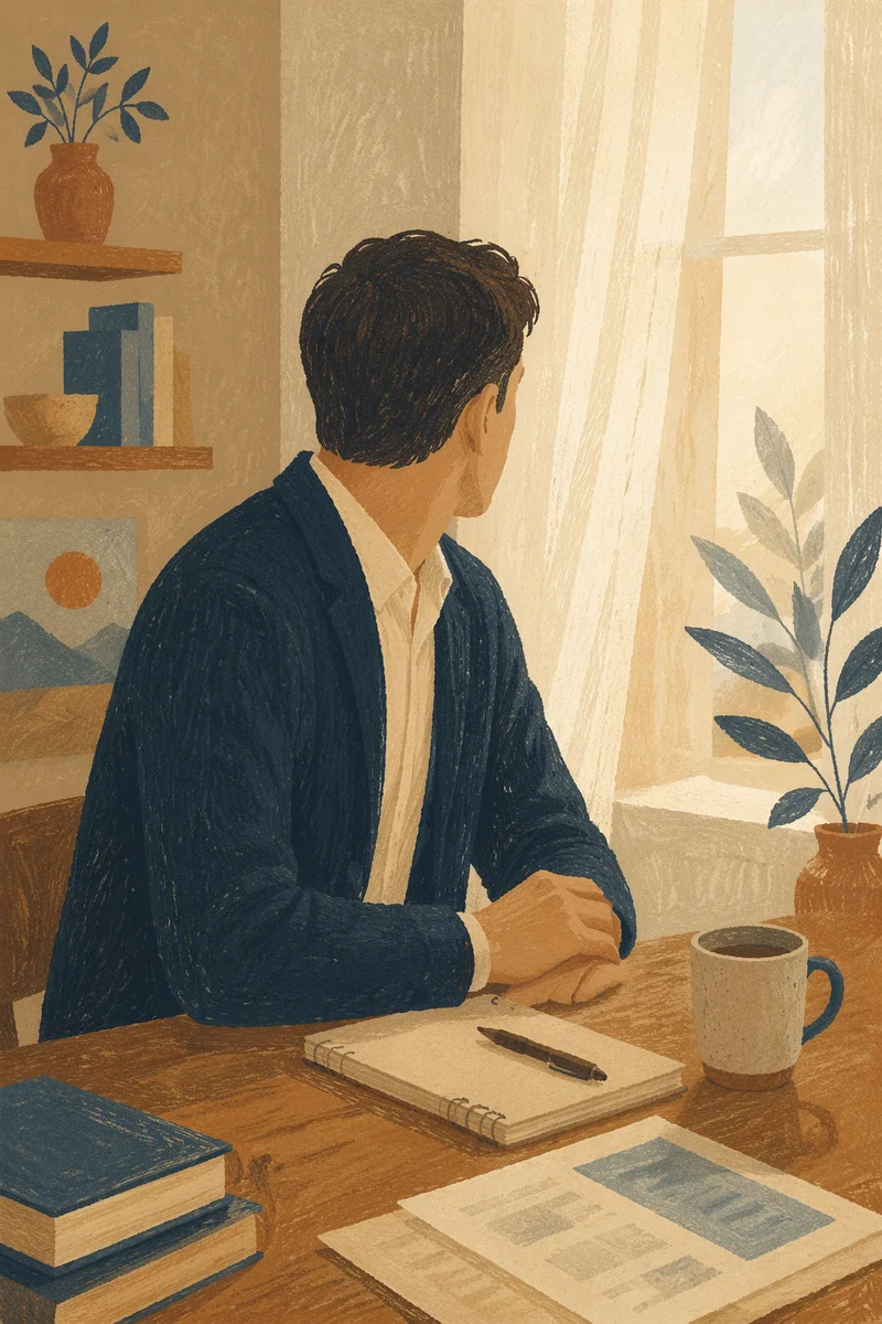 Thoughtful Professional Man in Morning Study