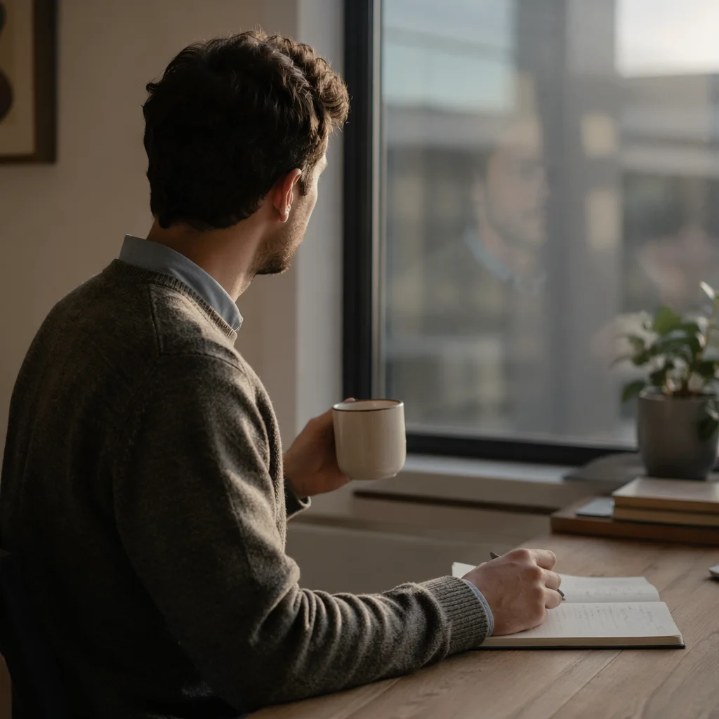 Thoughtful Professional Man by Office Window
