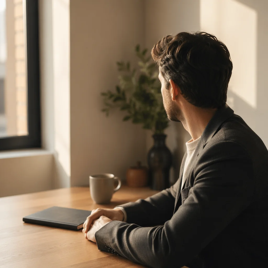 Thoughtful Professional Man in Sunlit Office