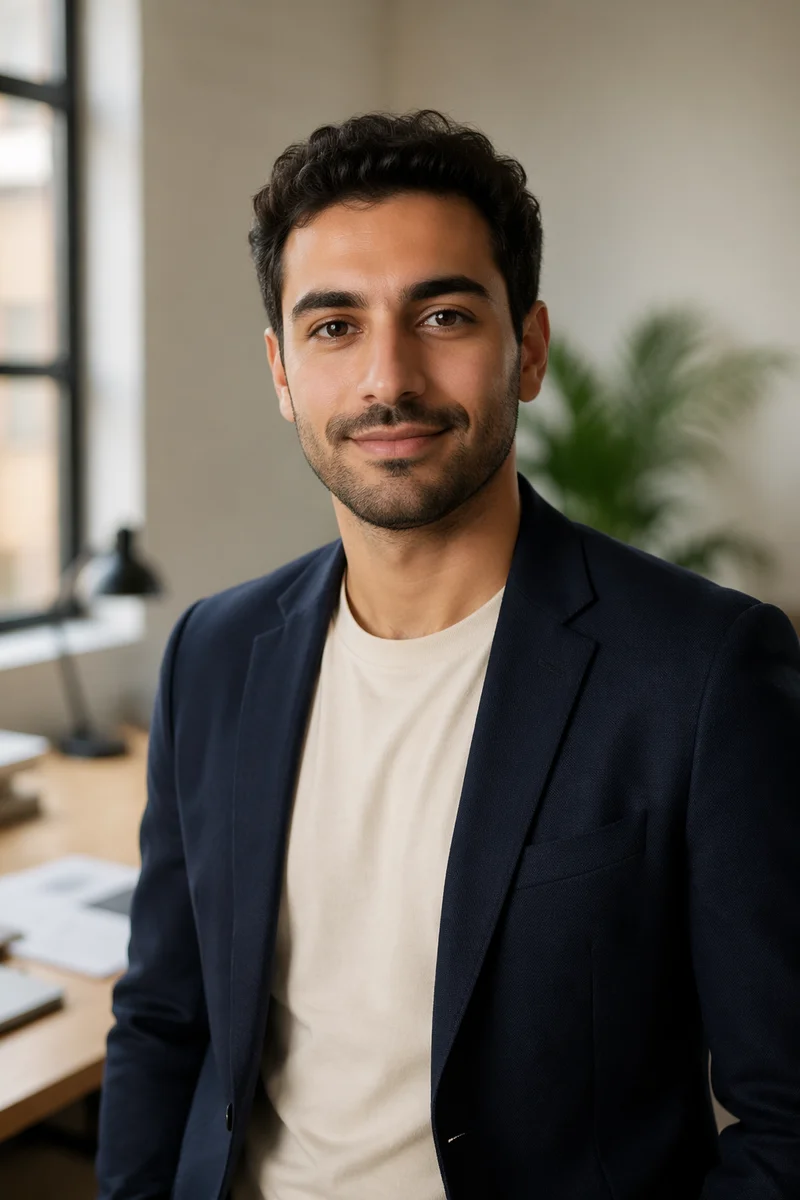 Confident Young Man in Modern Office