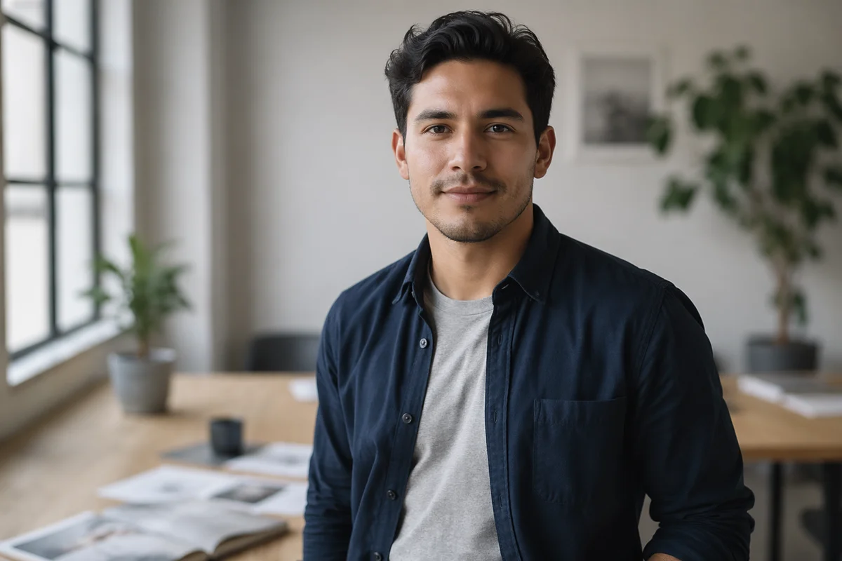 Confident Young Man in Modern Office