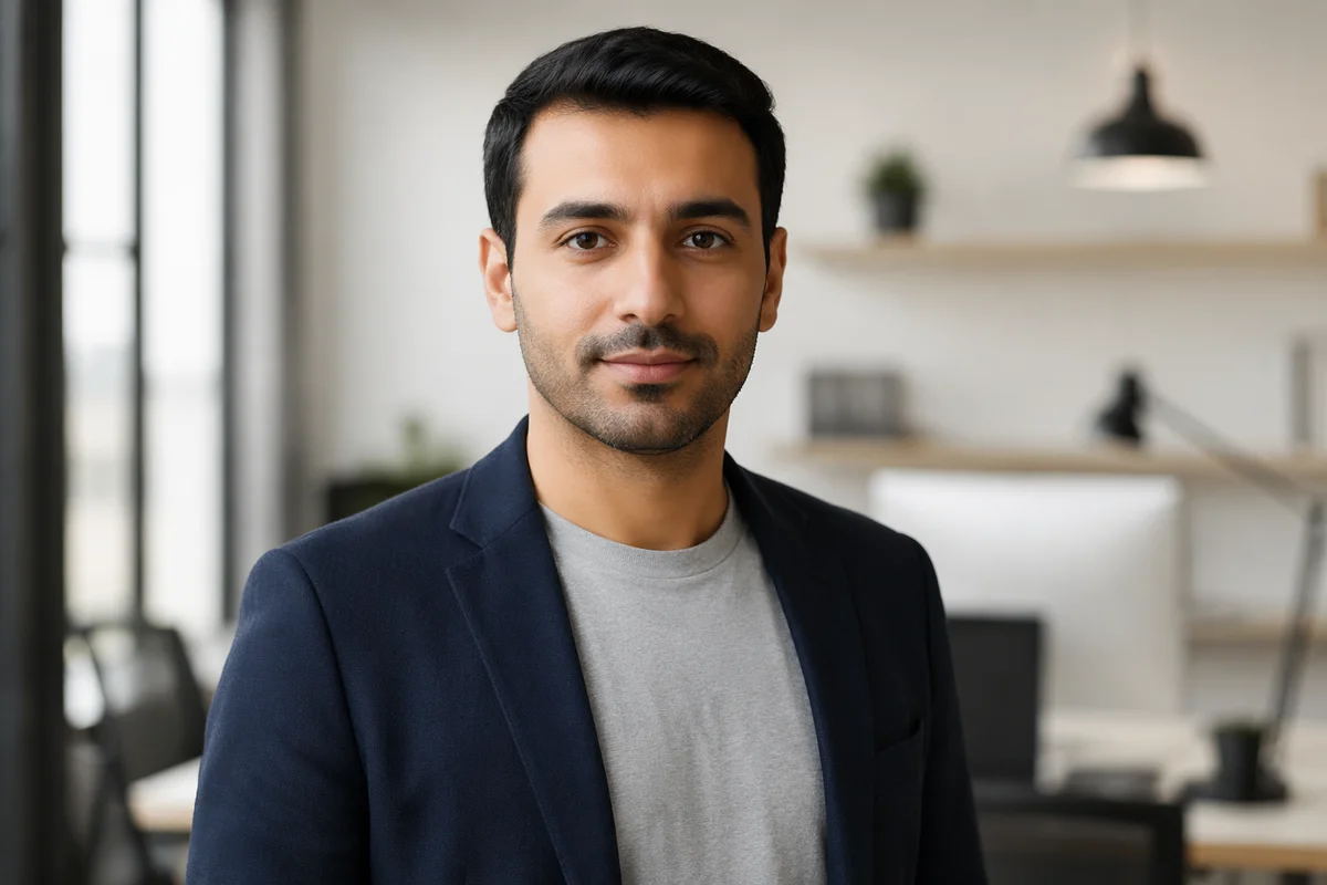 Confident Young Man in Modern Office