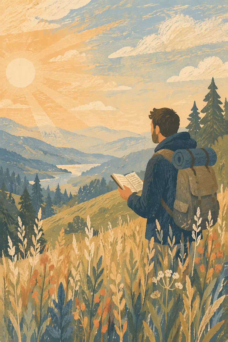 Solitary Man Contemplating at Mountain Overlook