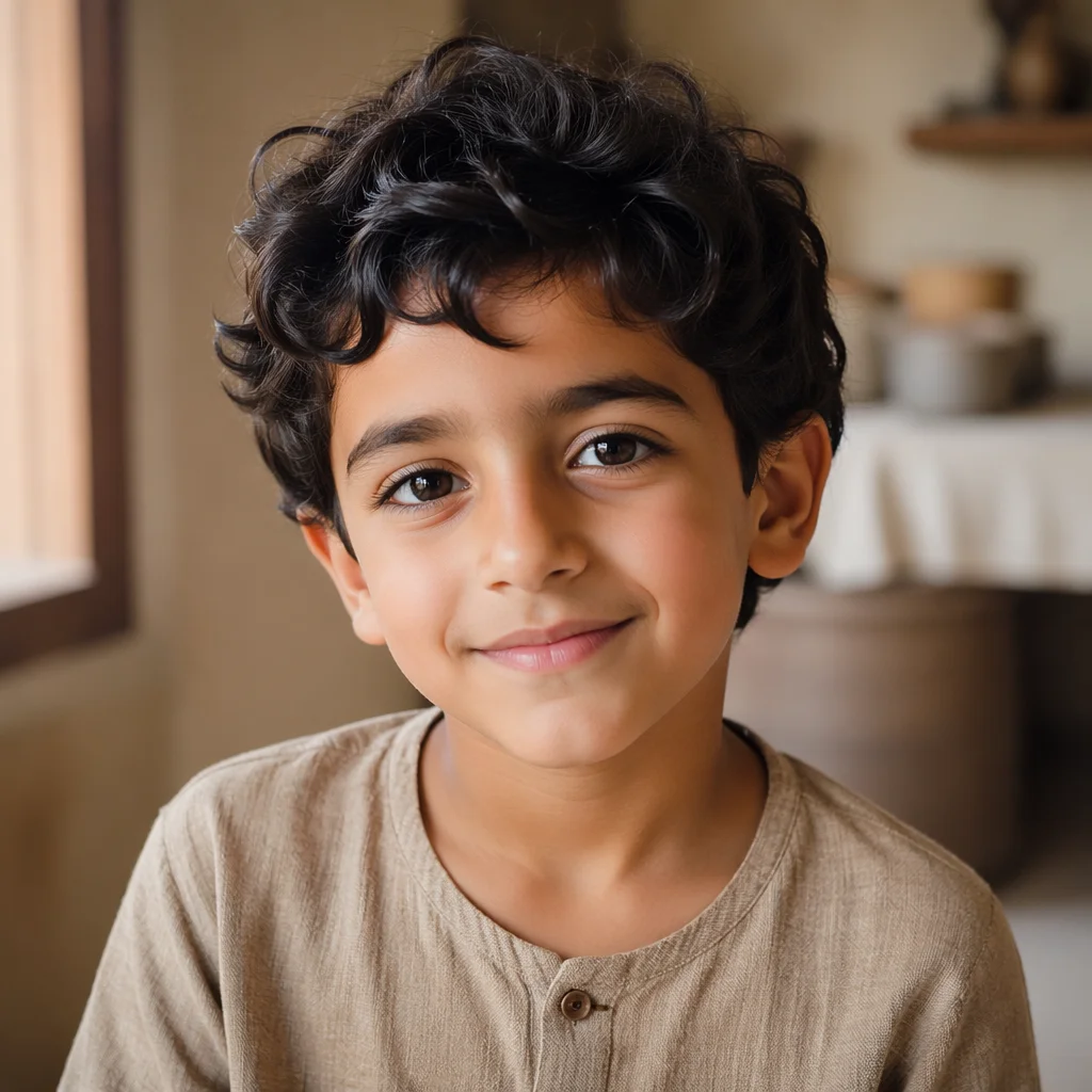 Curious Middle Eastern Child in Morning Light
