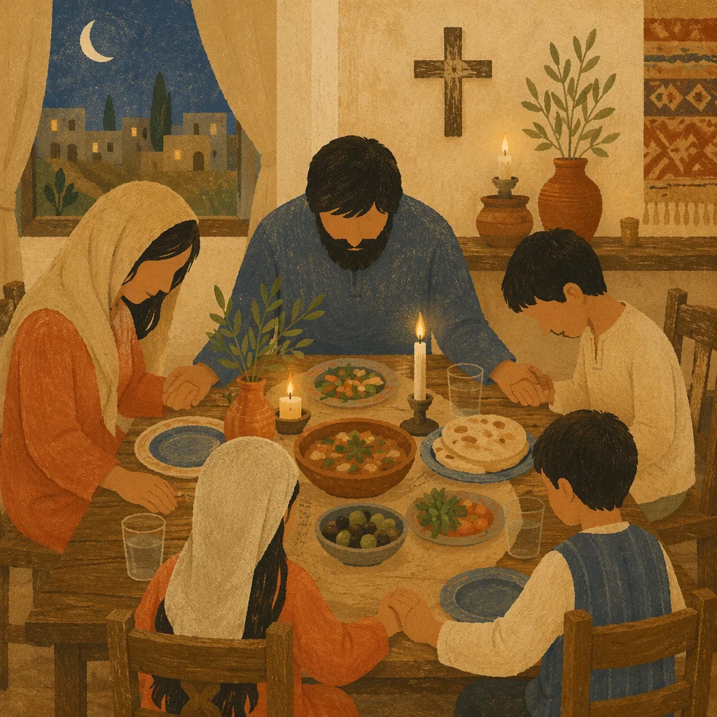 Middle Eastern Christian Family Prayer Dinner