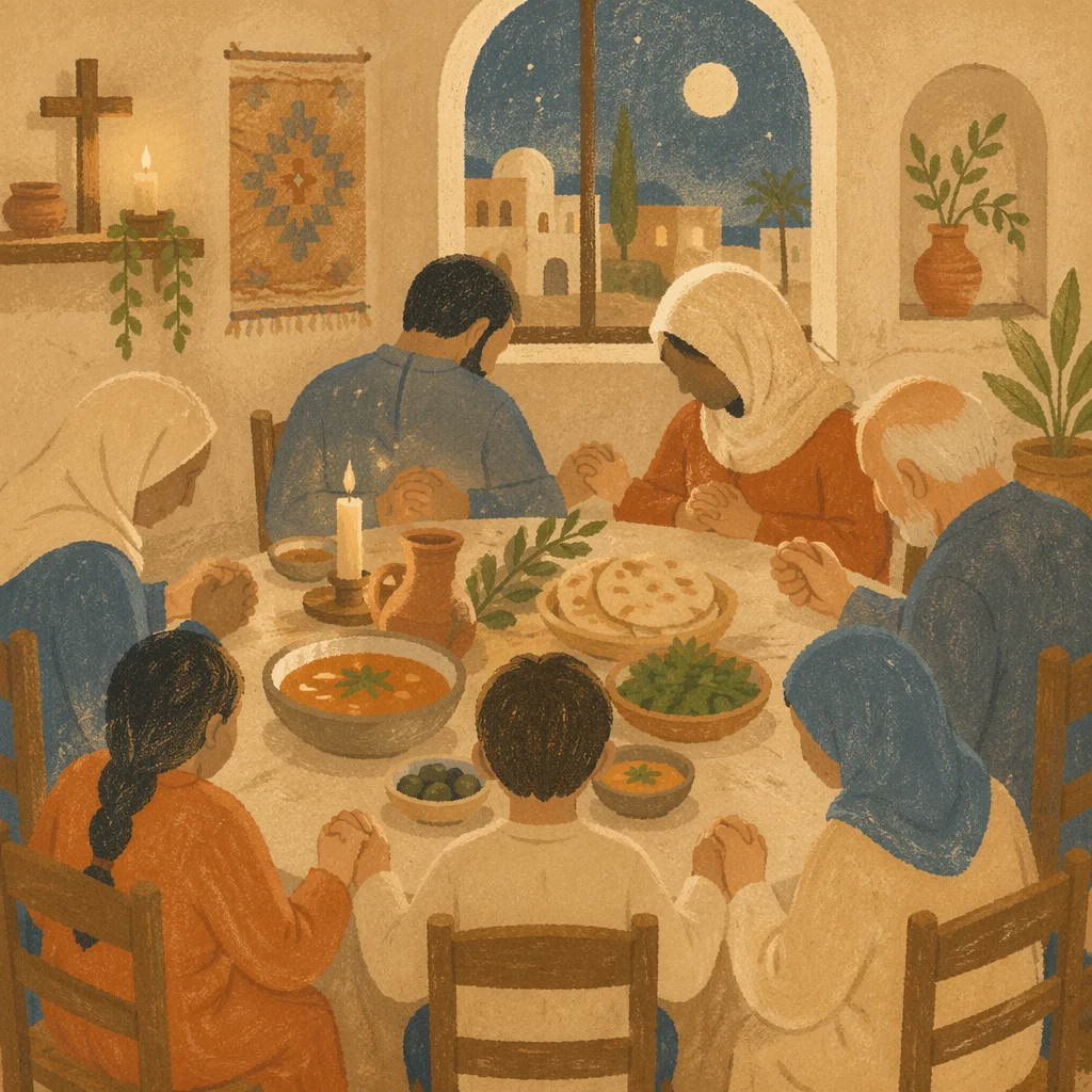 Middle Eastern Christian Family Prayer Dinner