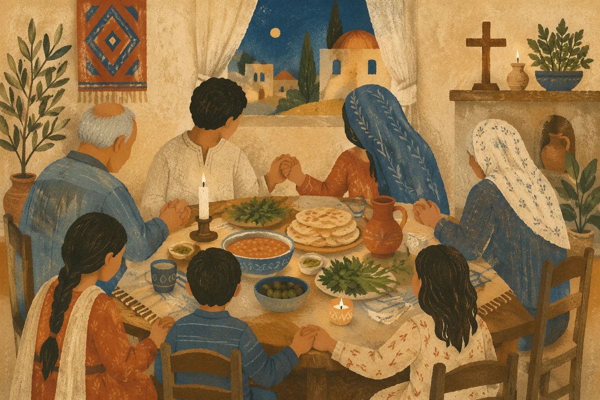 Middle Eastern Christian Family Prayer Dinner